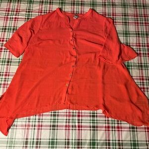 Catherines Women’s Plus Size Blouse Coral Size 3X 26/28W Button Down